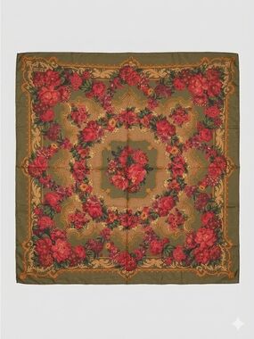 Vintage R di Ratti Dark Floral Silk Scarf - 54 x 54" HUGE, 100% Silk! 🇮🇹